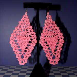 Elegant Pink Crochet Earrings